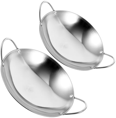 Wok de Acero Inoxidable Grueso 2 Piezas para Cocina