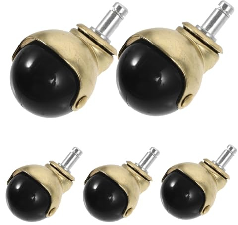 Didiseaon 5 pièces Lot de Roulettes Pivotantes Dorées pour Chaise de Bureau Installation Facile Rotation et Silencieuse Compatibles Sols Durs et Tapis Remplacement Polyvalent pour Fauteuils