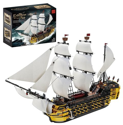 SymGrpu Endeavor Schlachtschiff Bausteine Bausatz (2475 Teile), Großes Piratenschiff Klemmbausteine, Segelschiff Modell Spielzeug, STEM Naval Geschenk für Erwachsene Kinder ab 8 Jahren