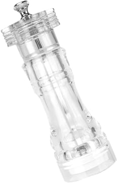 Acrylic Salt and Pepper Grinder, Refillable Flavor Grinder, Portable Peppercorn Grinders, Salts Shaker for Coarse Sea, Black Peppers, Dried Ginger, Adjustable Grinding at Kitchen, Color Transparent