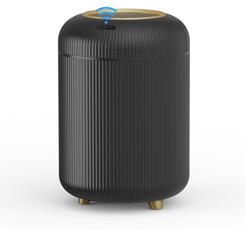 URALFA Automatic Trash Can Bathroom, 3 Gallon Motion Sensor Trash Can with Lid, Soft Close, Removable Legs, Touchless Trash Bin, Smart Plastic Garbage Can for Bedroom, Office, Kitchen, Black