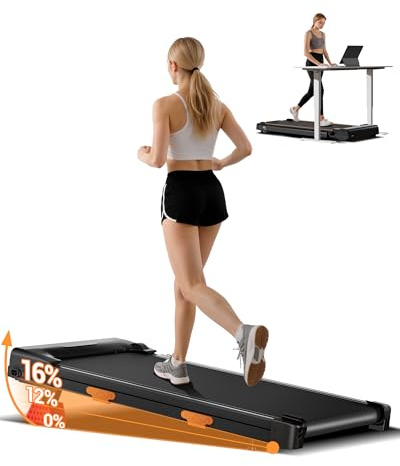 LONTEK Tapis de Marche Inclinable 16%, 10km/h Tapis de Course, avec Affichage LED, télécommande, 3.0HP Treadmill, Walking Pad Silencieux Compact pour la Maison et Le Bureau, 136KG Max Charge