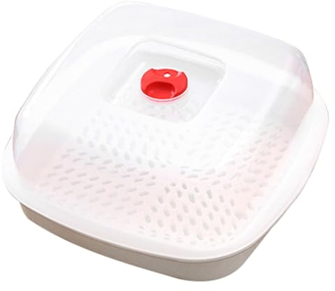 TOKIDNY Vaporiera per Microonde Singola in Materiale Pratico con Coperchio Traspirante per Cottura Vapore di Riso e Pesce in Cucina Facile da Pulire e Uso Domestico