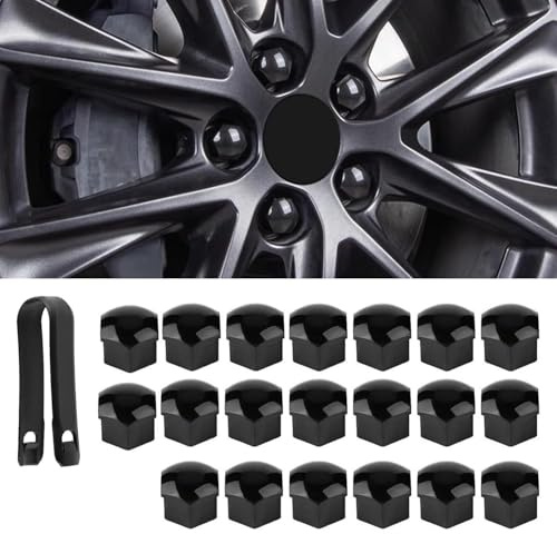 yaohaishao 20 Stück Radmutternkappen für Ford Fiesta ST MK7 2008-2016, Auto-Radmuttern Schutzkappen für Radmuttern Reifenmutterkappen für Autos,Black-17mm