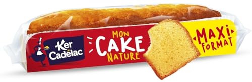 KER CADELAC - Cake Nature aux Œufs Frais 17,5% - Gâteau Moelleux - la barte de 800 g - Le Lot De 5