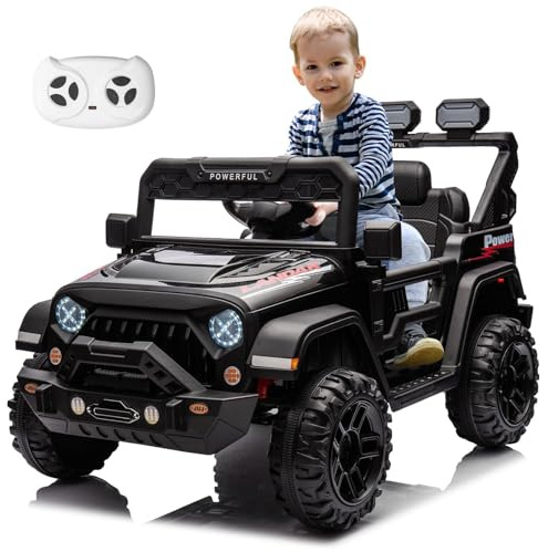 Hausprof Coche Eléctrico Para Niños, 12V 7Ah, Transmisión Eléctrica De 3 Velocidades, 2 Modos De Conducción, Quad Eléctrico Niño Con Mando A Distancia, Coche Eléctrico Para Niños De 1 A 8 Años (Negro)