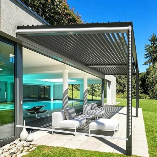 Aeovot Tapparella Avvolgibile PVC Trasparente Impermeabile, Tenda a Rullo per Esterno Tenda Antipioggia Antivento in PVC Plastica per Pergolato Veranda Terrazzo Balcone Giardino Gazebo(180x200 cm)