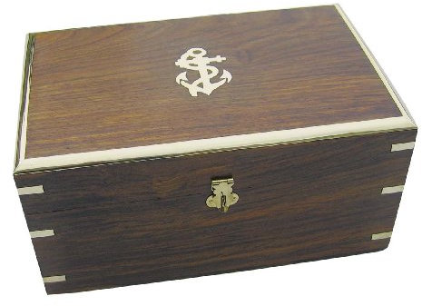 Mare-me - Scatola in legno con ancora, 26 cm