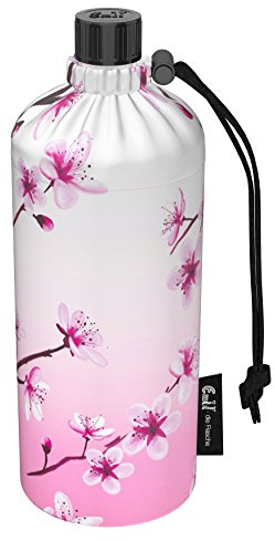 Emil Trinkflasche aus Glas für Mädchen & Jungen isolierte Glasflasche für Schule, Freizeit, Sport: Kinder & Eltern Kirschblüte 0,6l