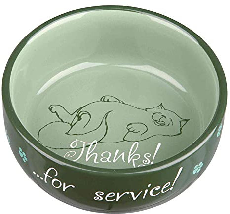 Trixie - Ciotola per gatti con scritta “Thanks for Service”, in ceramica, Colori Assortiti (Confezione da 1)