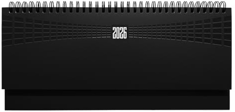 Hope planning settimanale da tavolo 2026 agenda da tavolo 30x15cm planning da scrivania 128 pagine multilingue.IT - GB- FR- DE - ES - PT planning 2026 (Black)