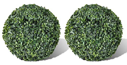 vidaXL 2X Buchsbaumkugel Künstlich Buchsbaum Kugel Formschnitt Kunstpflanze Dekopflanze Buchskugel Künstliche Pflanze 27 cm
