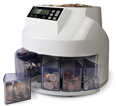 Safescan 1250 GBP Coin Counter That Quickly Value Counts and Sorts Mixed British Coins - Coin Sorter That Sorts Coins Per Denomination - Money Counting Machine for Continuous Coin Counting