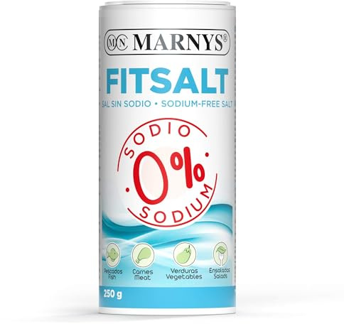 Marnys Sal Sin Sodio - Fitsalt - Sal 0% Sodio, óptimo para dietas bajas en sodio, Ayuda a tu corazón - Bote 250 g