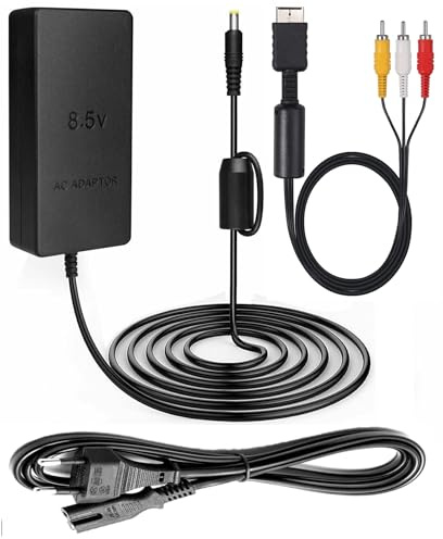 Link-e : Chargeur Secteur pour Alimentation et Cable AV RCA Compatible avec la Console PlayStation 2 PS2 Slim Series 70000