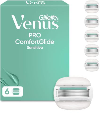 Gillette Venus Pro ComfortGlide Sensitive Rakblad för Kvinnor med en touch av aloe, 6 st