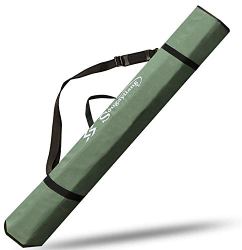 Sougayilang Fishing Rod Bag Canvas Rod Case Organizer Pole Storage Bag Fishing Rod and Reel Carrier Organizer for Travel, Gift for Father, Boyfriend and Family