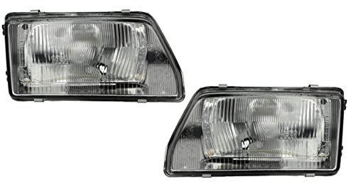 EASYSHOP24H Set 2 Faro Fanale Proiettore Anteriore Destro Sinistro Per Cinquecento 500 Sporting dal 1992 al 1999 Alogeno H4 Gruppo Ottico Luce Fanalino Regolazione Elettrica Parabola Nera