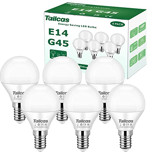 E14 Led Light Bulb, 5W 6000K Daylight/Cool White, 6 Pack | 450lm Small Edison Screw (SES) Bulb, G45 Golf Ball led Light Bulb 40/45W Equivalent, CRI>80 No Flickering Non-dimmable