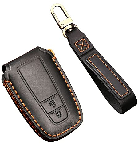 ontto Autoschlüssel Hülle Passt für Toyota C-HR Camry Corolla Prius Rav4 Land Cruiser Yaris Prado Fernbedienung Cover Leder Schlüsselhülle Schlüsselanhänger Schlüssel Schutz Etui 2 Tasten- Schwarz A
