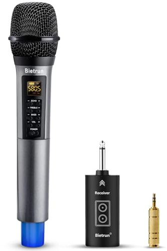 Kabelloses Mikrofon, dynamisches UHF-Karaoke-Handmikrofon aus Metall, wiederaufladbarer Empfänger (6 Std. Betriebszeit), 48 m Reichweite, für Karaoke, Gesang, Bühne, Hochzeit, Rede, Karaoke-Maschine