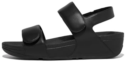 Fitflop Sandali da donna Lulu regolabili in pelle con cinturino posteriore, Tutto nero, 39 EU
