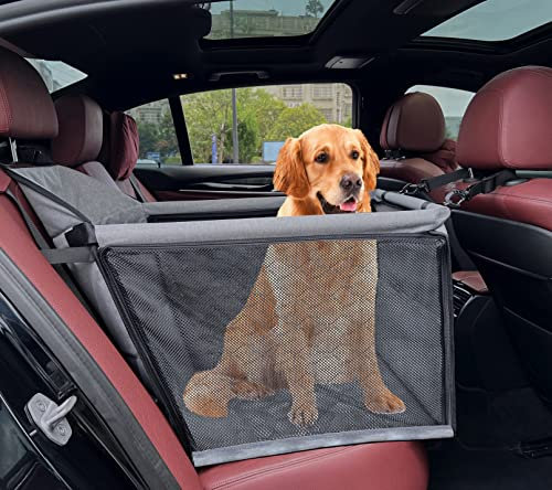 Pigirdle Großer Hunde-Autositz, Autositz, mit Clip-On-Sicherheitsleine, verstärktes Stützrohr, Anti-Zusammenklappen, tragbar, zusammenklappbar, Reisetasche für Hunde, mittelgroße Haustiere, Grau