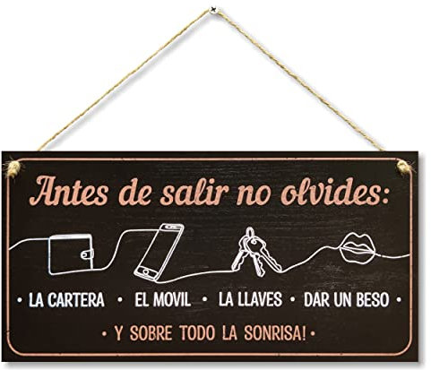 CARISPIBET Antes de Salir no Olvides cartello chistoso y cariñoso Decorativos para el hogar decoración de Pared 15 x 30 cm