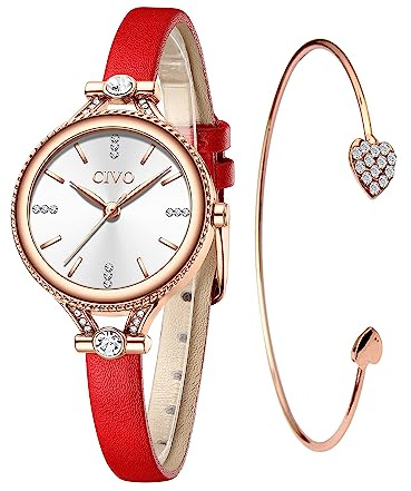 CIVO Armbanduhr Damen Klein Damenuhr: Analog Klassische Luxus - Wasserdicht Geschenke Uhr für Frauen Set