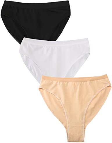 UClokrm Kiench Mädchen Ballett Unterhosen Slips Tanz Unterwäsche für Teenager 4-16 Jahre 3er-Pack Schwarz & Weiß & Beige EU Größe 164-170/14-16 Jahre/Damen Größe 38-40 / M Etikett 170