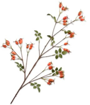 Silk-ka Kunstblume-Kunstzweig Hagebuttenzweig Orange 95 cm