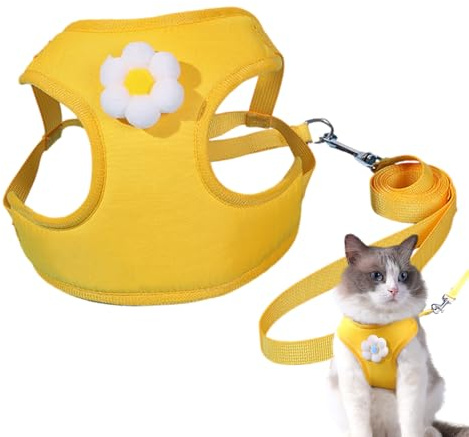 Geschirr für Katzen, ausbruchsicher, verstellbar, für kleine Katzen, einfache Kontrolle, atmungsaktive Jacke, weiches Netzgewebe, Katzengeschirr für Haustiere, Kätzchen, Welpen, Kaninchen Soydan
