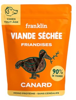 FRANKLIN – Friandises pour Chien – Viande Séchée à Mâcher – Haleine Fraiche – Riche en Canard – sans Céréales – Tout Âge – 100g