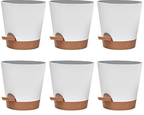 Wresetly Lot de 5 pots de fleurs pour plantes, auto-arrosage, avec trou de drainage, pour toutes les plantes d'intérieur, succulentes, plantes serpents