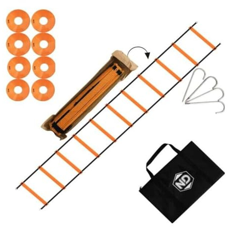 22YardsPro ND Speed Agility Training Football Exercise Ladder Kit Drill Cones Pegs Orange UK