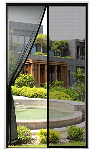 Cinkee Fliegengitter Balkontür 95x210cm,Magnet Fliegengitter Tür,Insektenschutz für Balkontür Kellertüren und Terrassentüren,Kein Bohren, Klettverschlussbefestigung,Schwarz