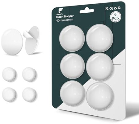 shinfly Fermaporta da Parete Autoadesivo, 6 Pezzi 40x8 mm – Fermaporte e Paracolpi Porta, Fermaporta Maniglia per Casa e Ufficio (Bianco)