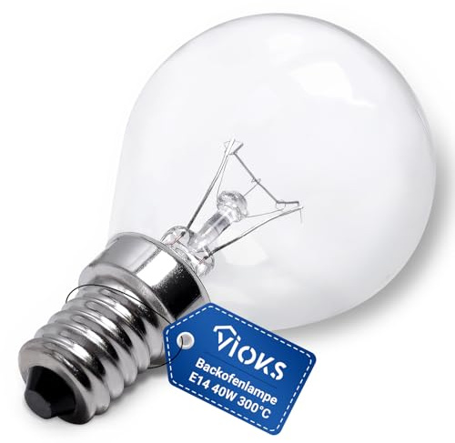 VIOKS E14 Glühbirne Backofenlampe 40W 300 Grad 230V 45mmØ 77mm für Herd