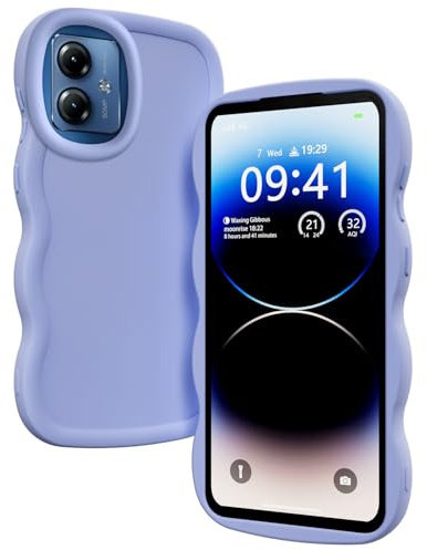 XINYEXIN Funda Wavy para Motorola Moto G14 | Carcasa de Silicona Suave, Borde Ondulado, Antigolpes, Agarre Cómodo, Violeta