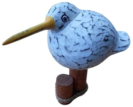 Witzige Möwe auf Pfahl Statue maritimes Deko-Objekt Holz Handarbeit 20 cm