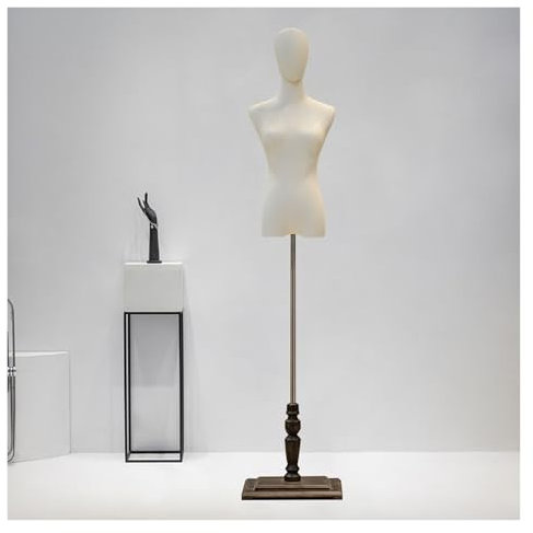 schneiderpuppe Schneiderpuppe Damenbüste Weiblich Mannequin Torso Schneiderbüste, Schaufensterkörper Anzeigen Mit Holzständer for Kleid Schmuck Display, Verstellbar 47.2-82.6 Zoll for Clothing Shop Dr