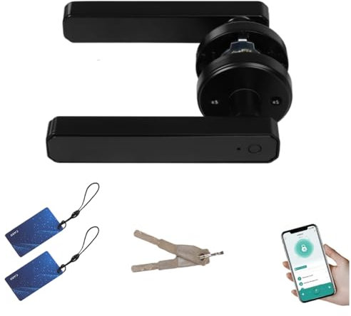 Smart Door Lock,Electronic Digital Biometric Locks Front Door, 5 in 1 Fingerprint/Password/IC Card/Bluetooth/Backup Keys, Finger Print Door Handle for Home Bedroom Hotel Office Apartment