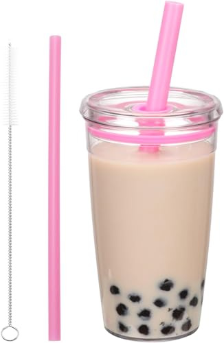 CJWLKJ Tritan Plastic Tumbler with Lid and Straw, 16oz Premium Insulated Iced Coffee Cups, Reusable Plastic Cups with Lid and Straw, Pink