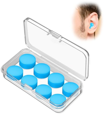Tappi Orecchie Antirumore 4 Paia,Tappi Orecchie Silicone Comfort,Adatti per Sonno,Piscina,Studio(Blu)