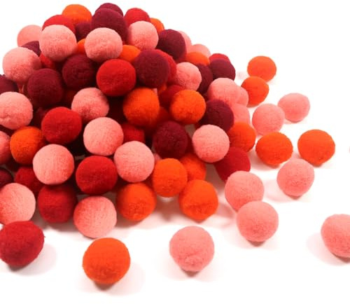 TOAOB 200 Stück Rot Serie Pompons zum Basteln 2 cm Flauschigen Plüsch | Flauschigen Bälle, Hochelastische Bälle Kunst Bommel für Dekorieren, Verzieren Nähen DIY Lustige Kreativen Handwerk