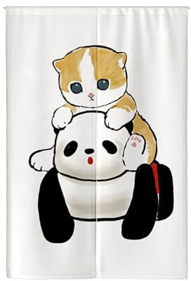 Küchenvorhänge Panda Schwarze Katze Türvorhang Polyester Vorhänge Kurz Waschbar Raumteiler Vorhang Kurze Gardinen Langlebig Vorhang Tür Verdickung Türvorhänge Küchenvorhang Door Curtain 90x200cm