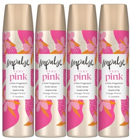 Very Pink Body Spray for Women, 75ml – Pack of 4 Elegant Floral Blend with Lily of the Valley, Pink Orchid & Lotus Blossom for a Graceful, Long-Lasting Scent