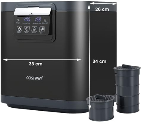 GYMAX Compostiera da Cucina Elettrica da 4 L con Coperchio, Auto-pulente, Display LED, Macchina Intelligente per Trasformare Rifiuti Alimentari in Fertilizzante Secco, Nero