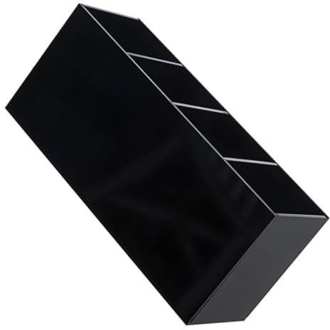 ROMISBABA Organiseur De Maquillage Acrylique 4 Compartiments Noir, Porte-stylos Multifonction Compact, Rangement Bureau Et Coiffeuse, Support Pinceaux Et Accessoires Pour Salle De Bain