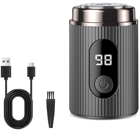 Anluomania Mini Rasoio Elettrico, Rasoio Elettrico Barba, Rasoio Ricaricabile USB-C, Electric Razor Portatile, Rasoio Umido Asciutto Viaggio, Impermeabile IPX7, per Uomini, Auto, Viaggio, Ufficio